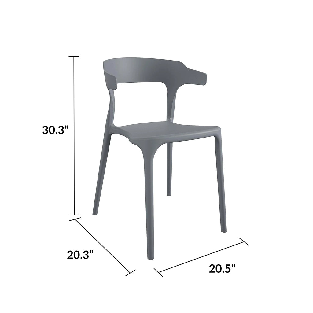 Novogratz Poolside Collection, Felix Stacking Dining Chairs, Indoor/Outdoor, 4-Pack, Charcoal