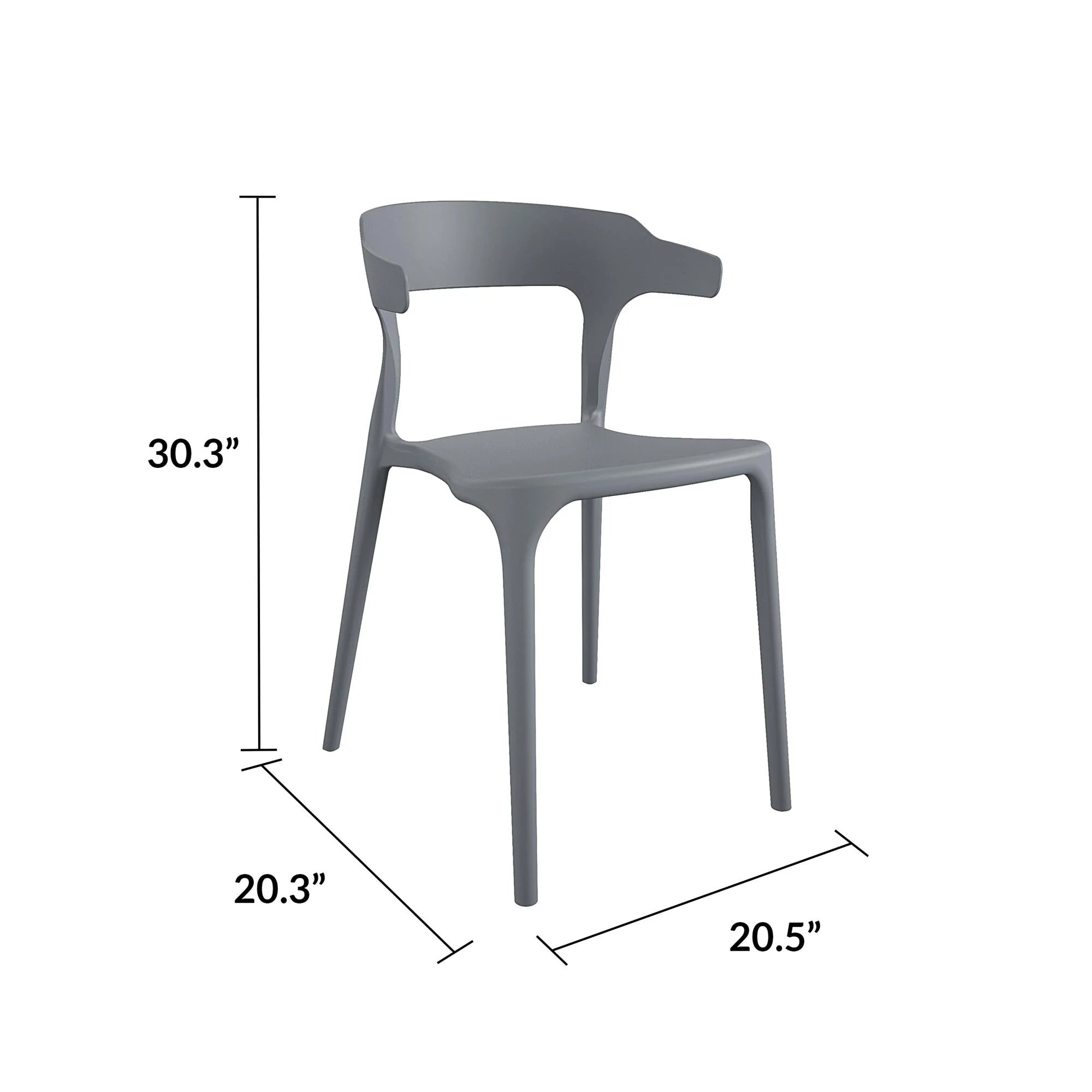 Novogratz Poolside Collection, Felix Stacking Dining Chairs, Indoor/Outdoor, 4-Pack, Charcoal