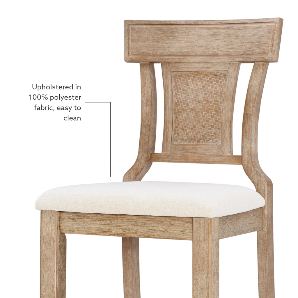 Linon Rylan 30" Bar Stool, Rustic Brown Finish with Beige Fabric