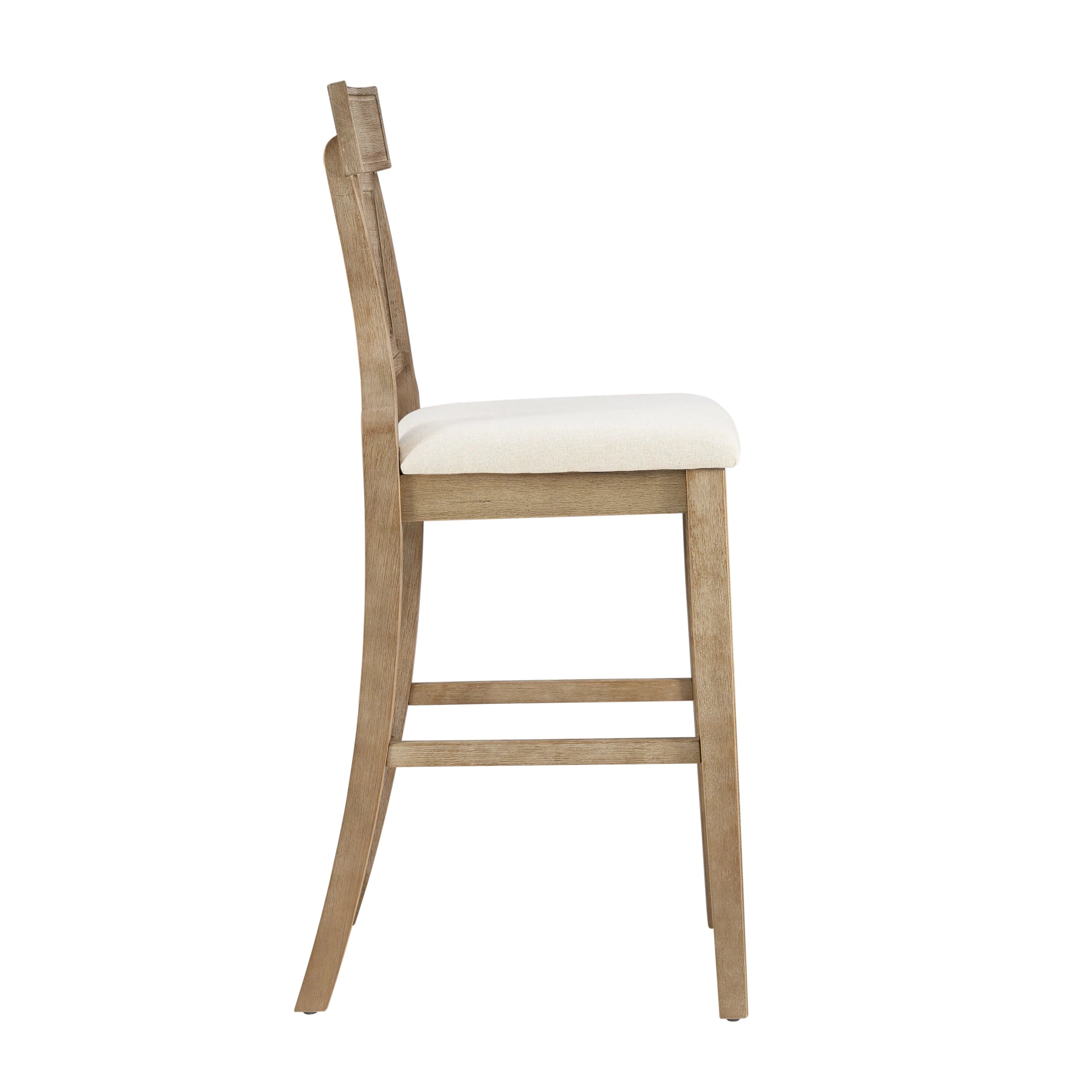 Linon Rylan 30" Bar Stool, Rustic Brown Finish with Beige Fabric