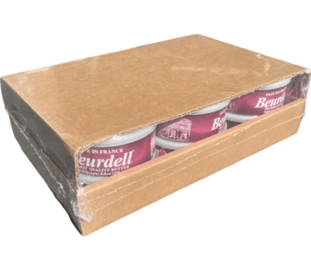 Beurdell Canned French Butter �C 100% Natural Salted Pasteurized Real Butter | Long Shelf Life Emergency Survival Food | Great for Cooking, Baking, RV & Camping | Pull Top Lid | Pack of 24 | France