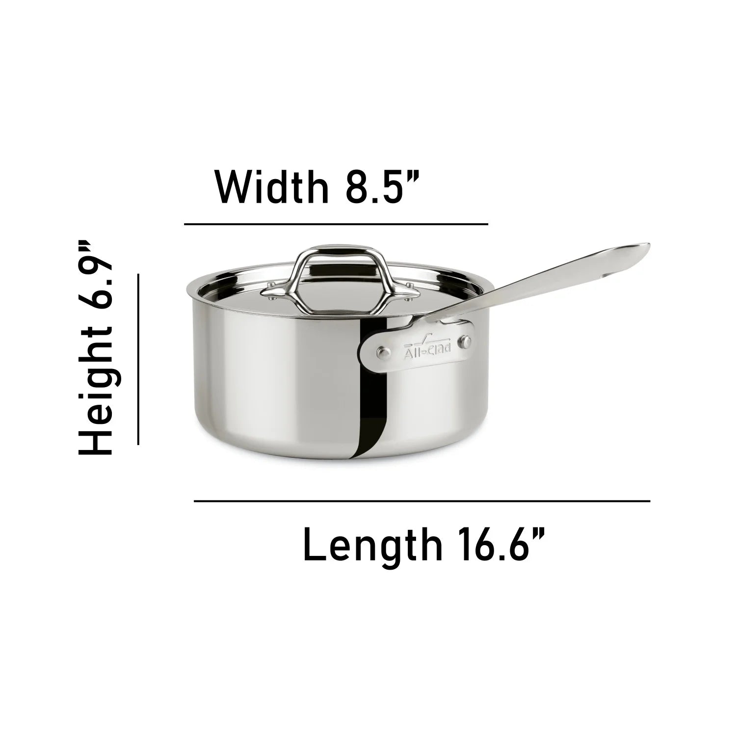 All-Clad D3 Stainless 3-ply Bonded Cookware, Sauce Pan with lid, 3 quart