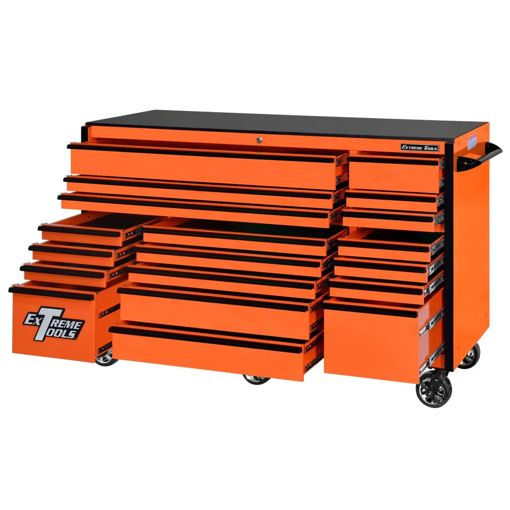 Extreme Tools RX250 Series 72-inch x 30-inch Rolling Cart – 19 Drawers – 250 lb Drawer Slides