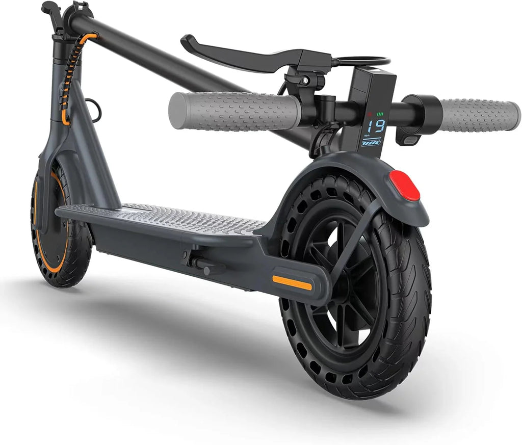 Electric scooter, 350W/500W powerful motor, 8.5"/10" solid rubber tires, 19/22 mph, 28/21/12 mile range, dual brakes