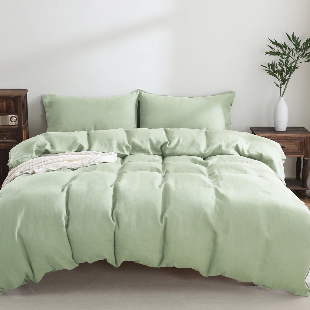 100% Pure Linen Duvet Cover with Button Closure and Corner Ties Soft & Breathable - Natural Full/Queen