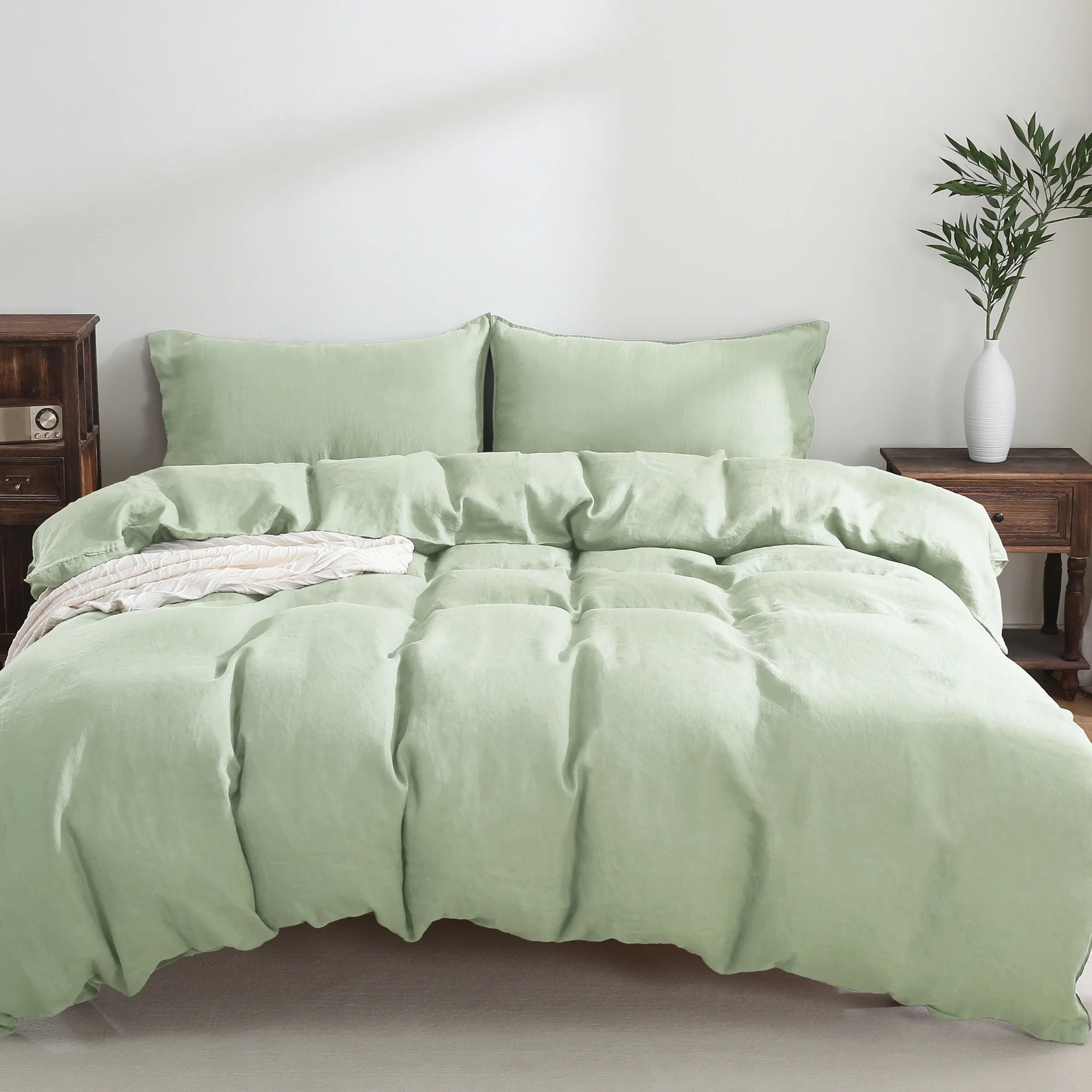 100% Pure Linen Duvet Cover with Button Closure and Corner Ties Soft & Breathable - Natural Full/Queen