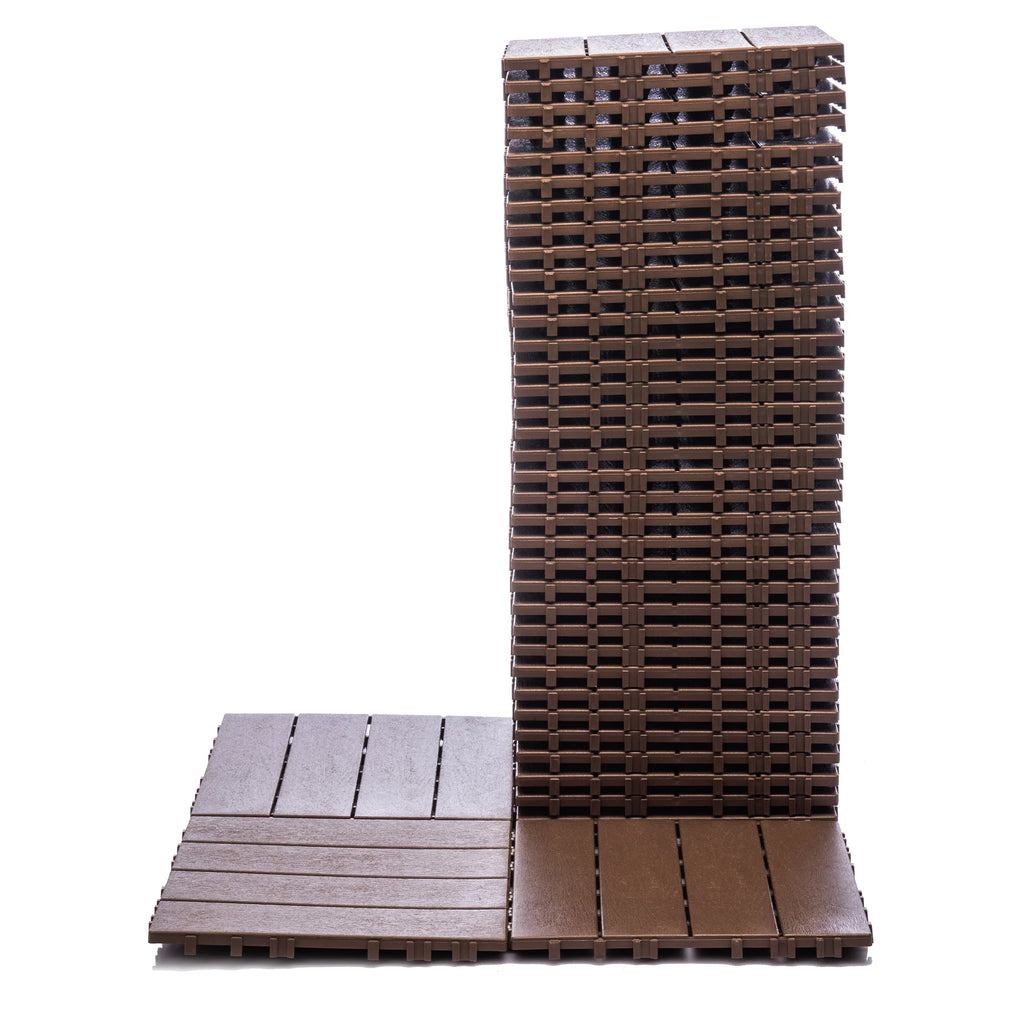 76-Pack Plastic Interlocking Deck Tiles - 68.80 Sq.Ft Outdoor Plastic Flooring Super Durable & Waterproof All-Weather Indoor/Outdoor