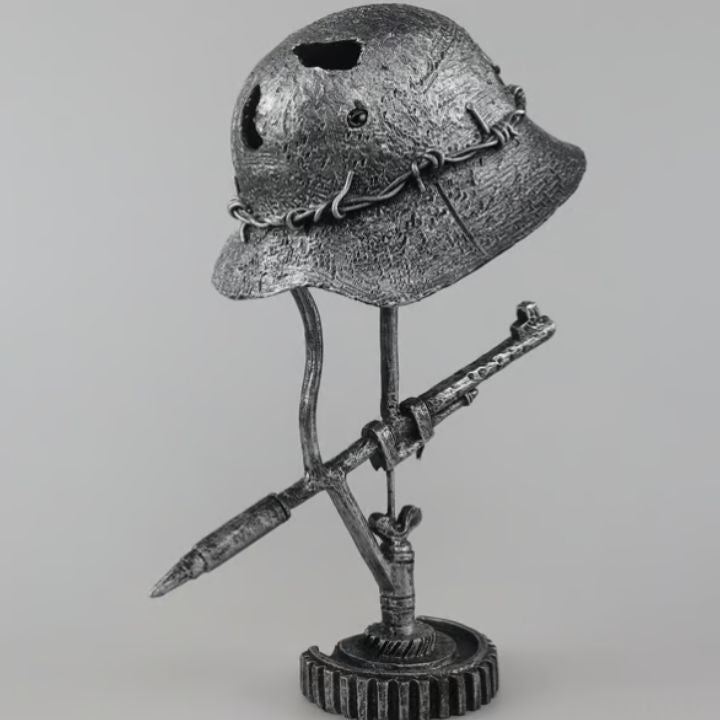 AntiqueLume | Vintage Steel Helmet Table Lamp – Timeless Historical Home Décor