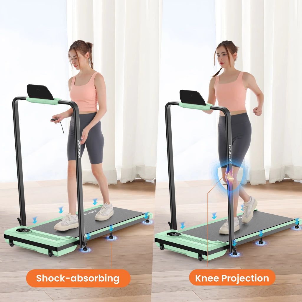 ANCHEER Portable Folding Walking Pad 300lb, 7.5 MPH Under Desk Treadmill with Remote Control & LED Display,2 in 1 Walking Pad Treadmill for Home/Office/Exercise(Pink)