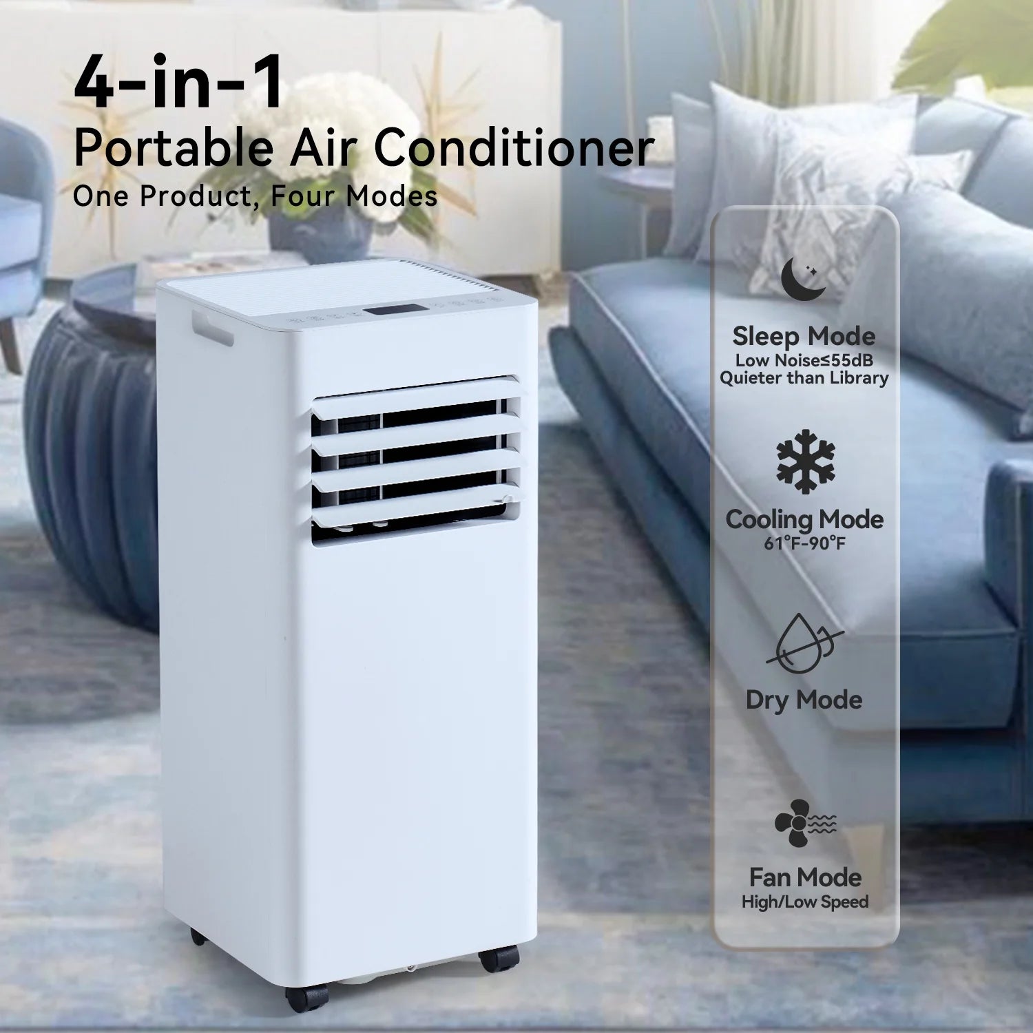 Bapipro 10,000 BTU Smart Portable AC - WiFi/Remote, 4-in-1 for 300 Sq.Ft, 24H Timer, Window Kit, ??55dB, ETL Certified