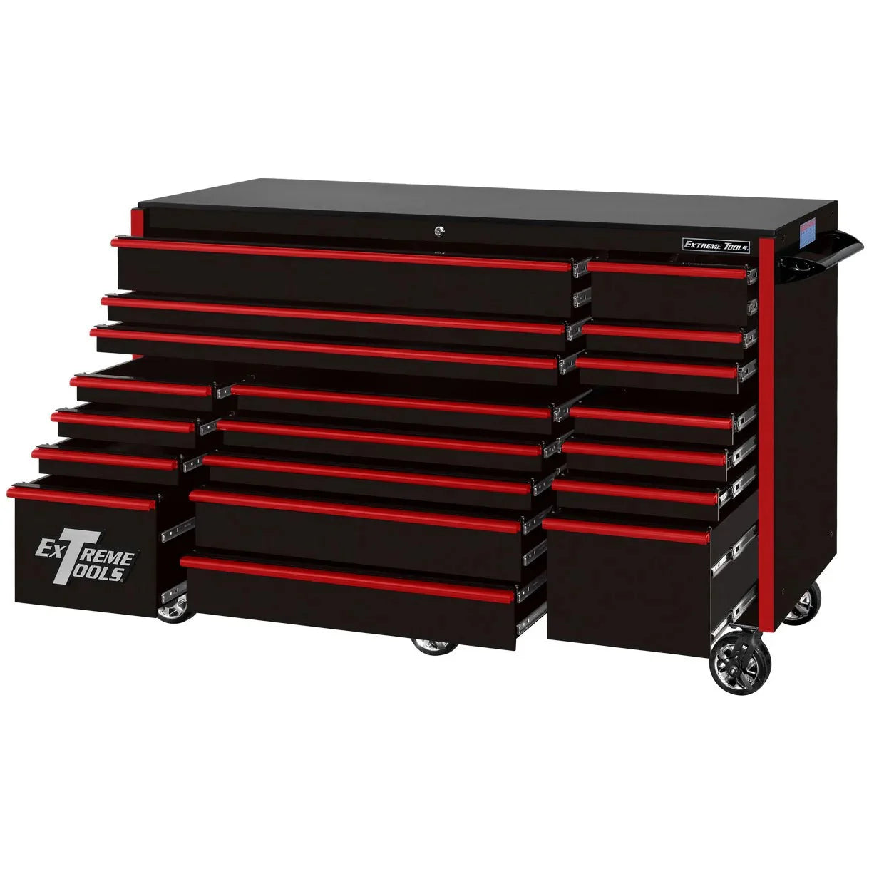 Extreme Tools RX250 Series 72-inch x 30-inch Rolling Cart – 19 Drawers – 250 lb Drawer Slides
