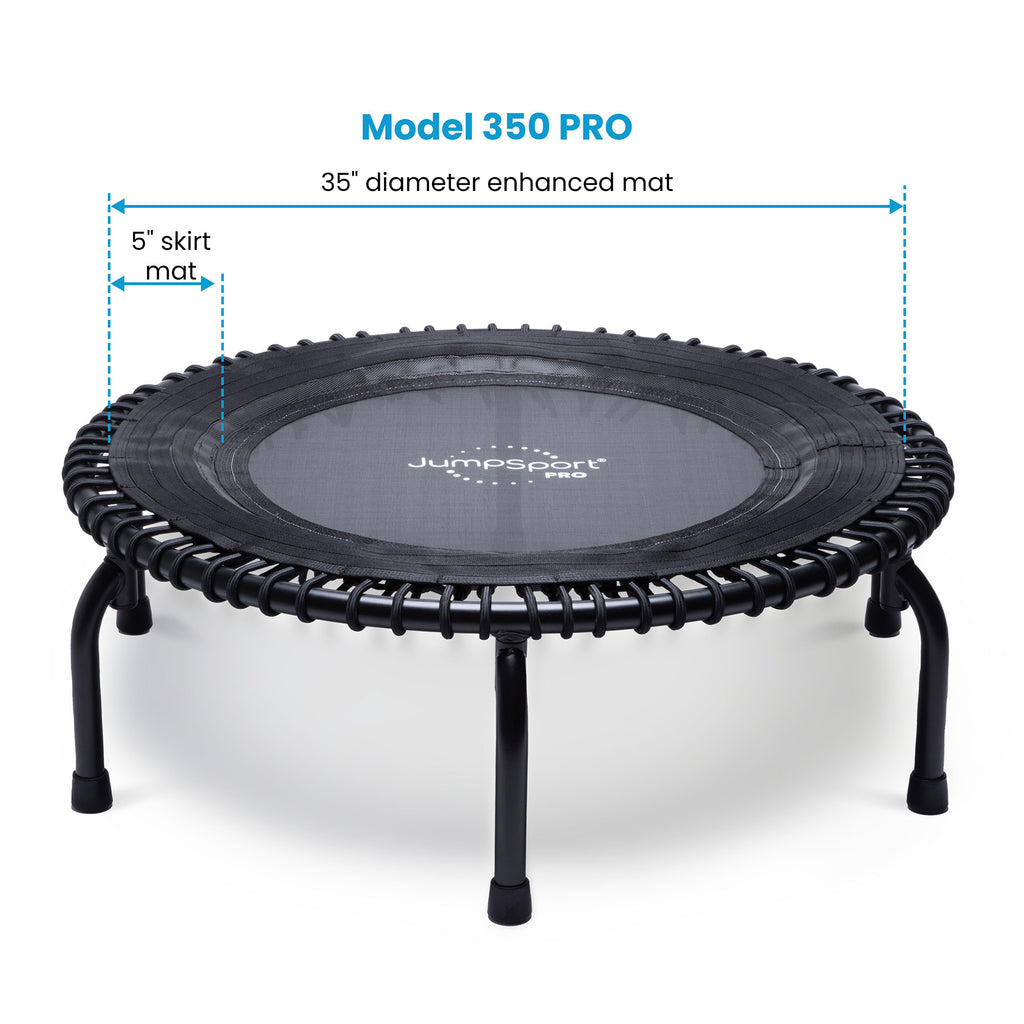 JumpSport 350 Pro Fitness 39" Cardio Workout Indoor Trampoline, Teal/Black