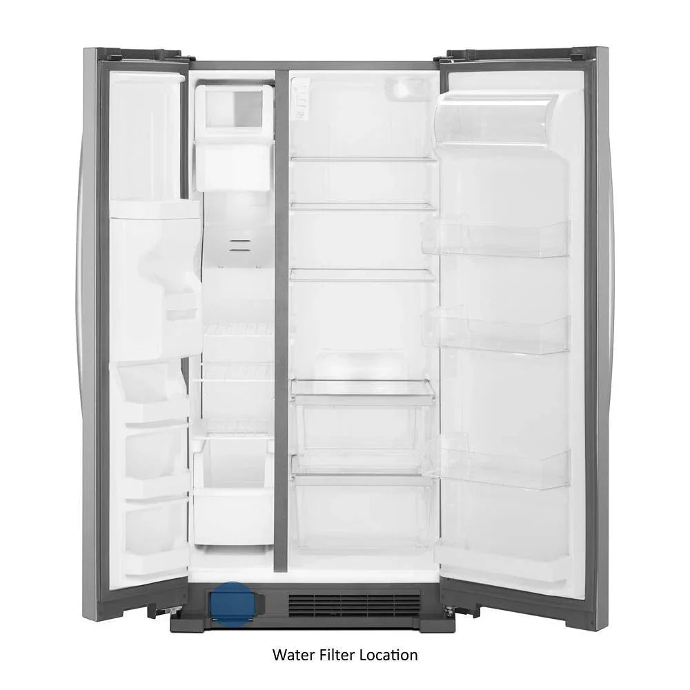 36-inch wide side-by-side refrigerator – 24 cubic feet stainless steel
