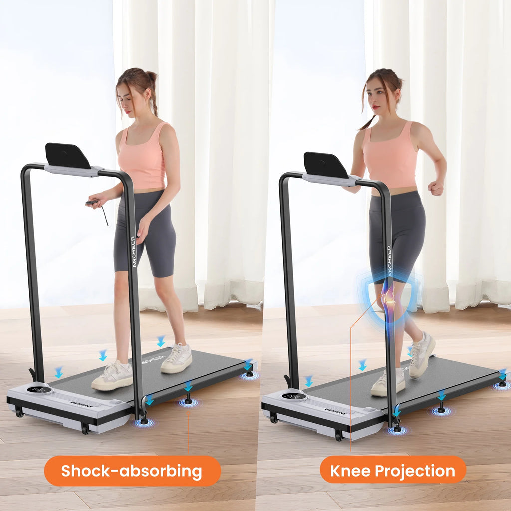 ANCHEER Portable Folding Walking Pad 300lb, 7.5 MPH Under Desk Treadmill with Remote Control & LED Display,2 in 1 Walking Pad Treadmill for Home/Office/Exercise(Pink)