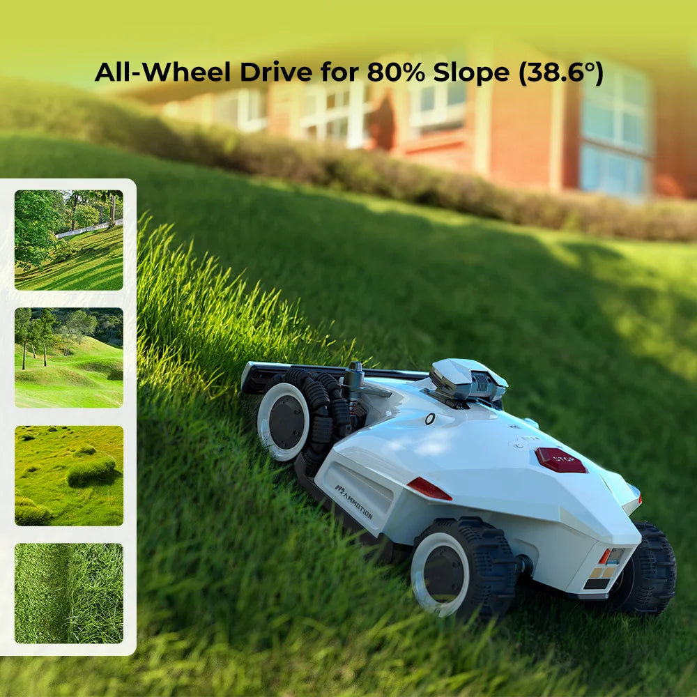 LUBA 2 AWD 5000 Robot Lawn Mower (2024 Version), All-Wheel-Drive for 80% Slope, Perimeter Wire Free for 1.25 Acres, Cut Height 1.0"-2.7"