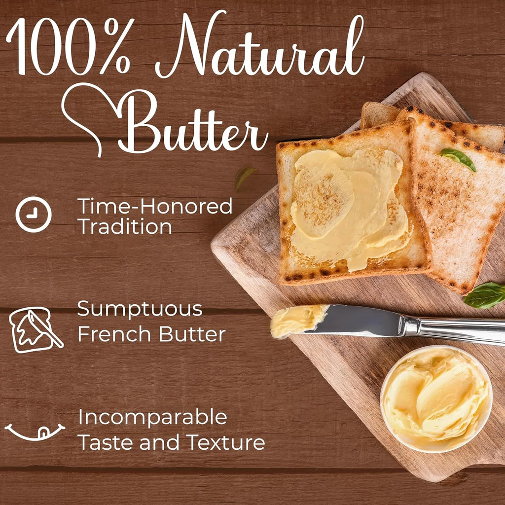 Beurdell Canned French Butter �C 100% Natural Salted Pasteurized Real Butter | Long Shelf Life Emergency Survival Food | Great for Cooking, Baking, RV & Camping | Pull Top Lid | Pack of 24 | France
