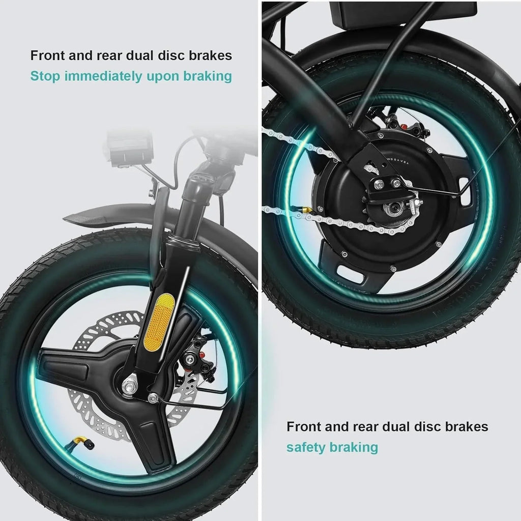 Electric bicycle for adults and teenagers, foldable e-bike for commuters and city use, foldable e-bike motor 48V 24MPH
