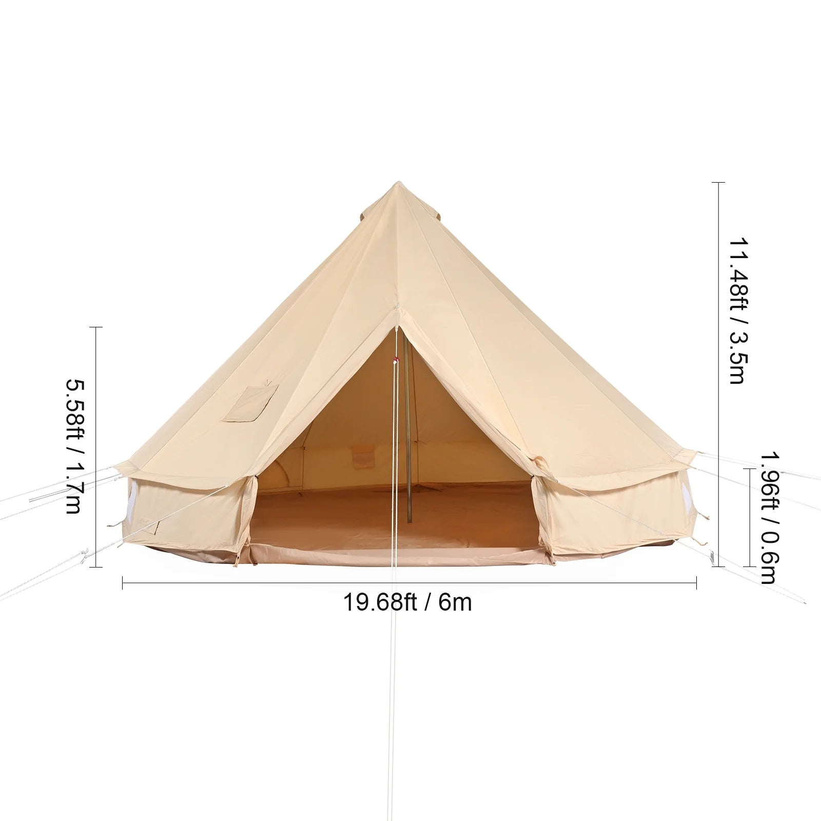 KFFKFF Canvas Bell Tent 6m/19.68ft 4-Season Camping Yurt Tent with Stove Jack