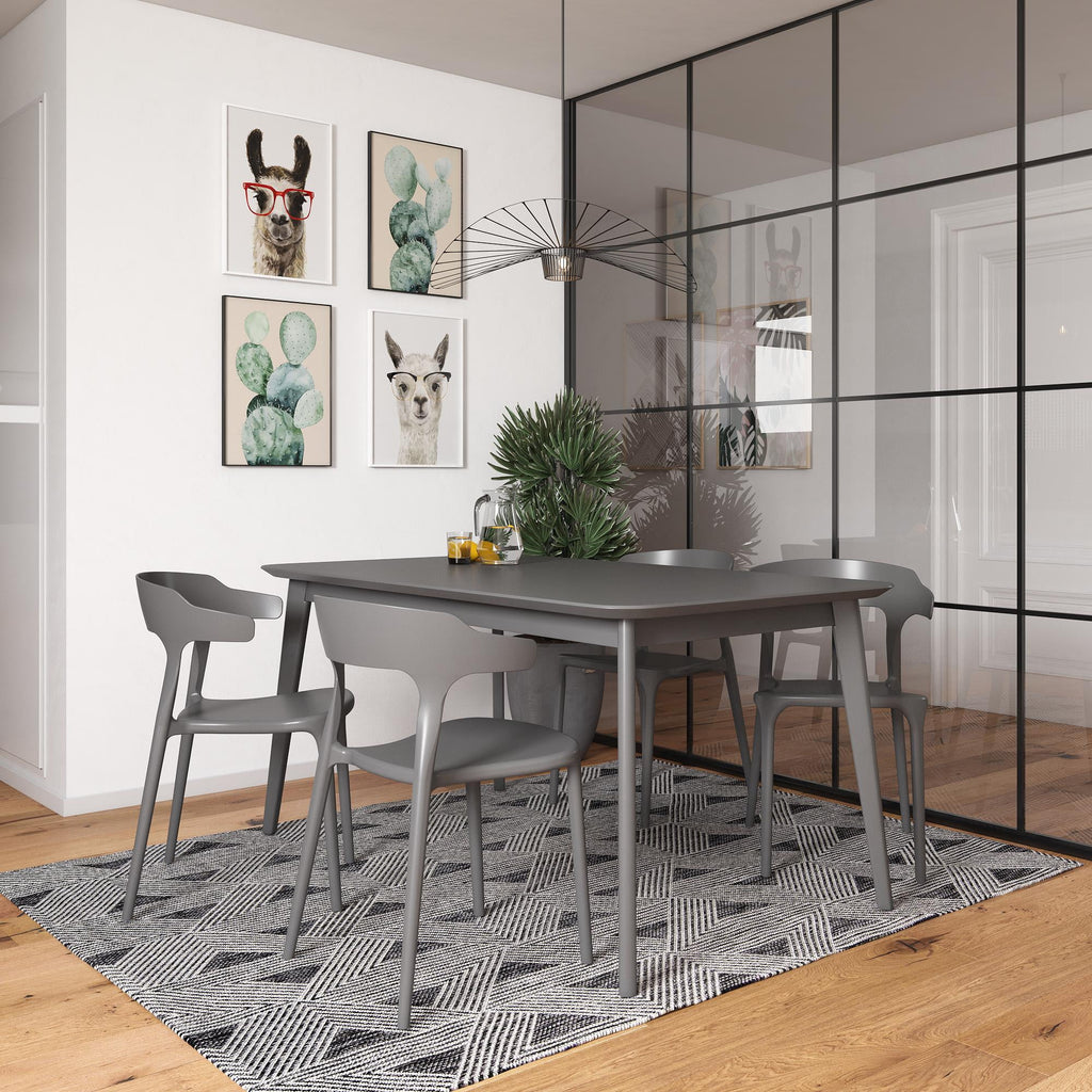 Novogratz Poolside Collection, Felix Stacking Dining Chairs, Indoor/Outdoor, 4-Pack, Charcoal