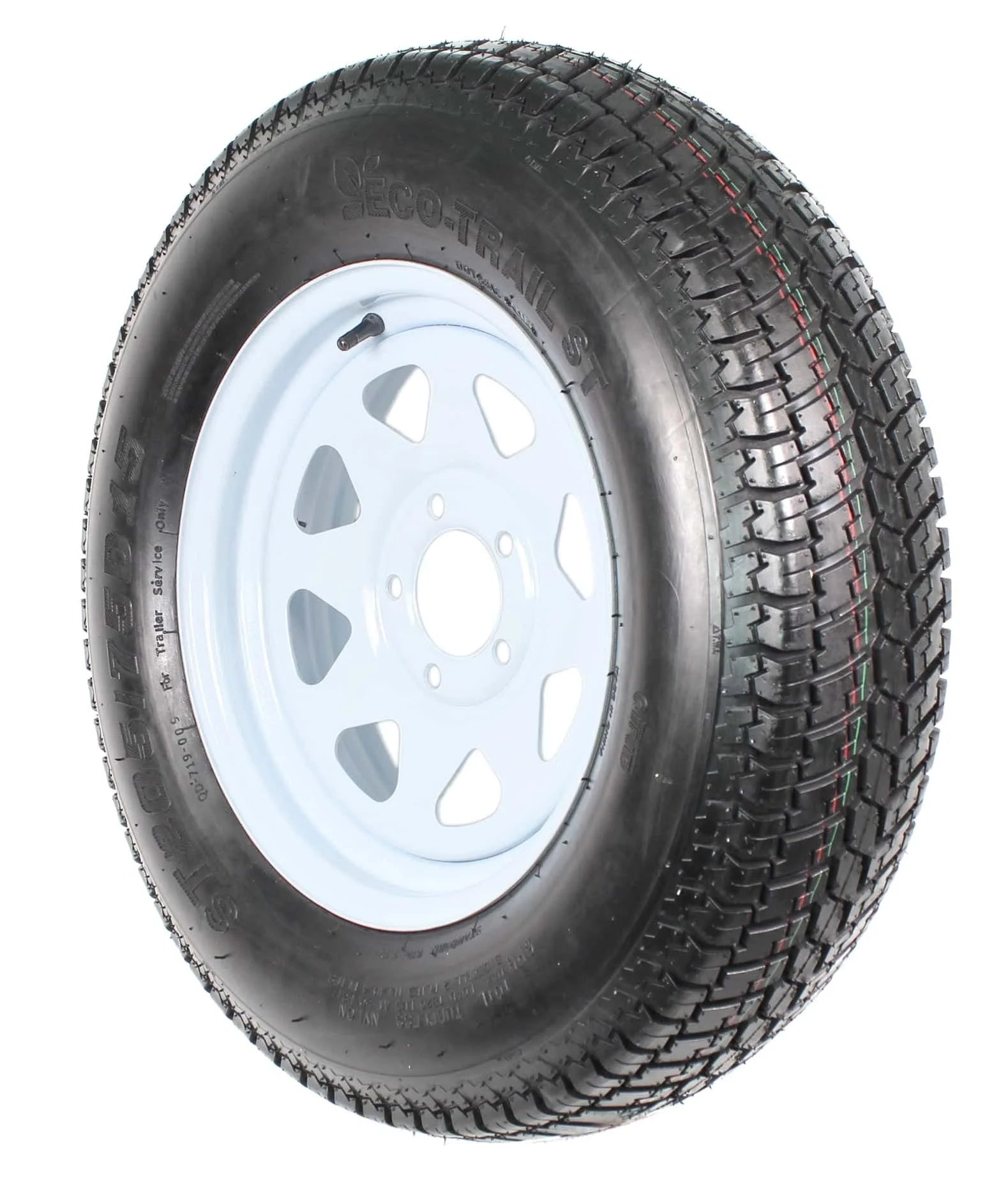 2-pack trailer tires on rim ST205/75D15 205/75 D 15 inch LRC 5-hole white spokes  1