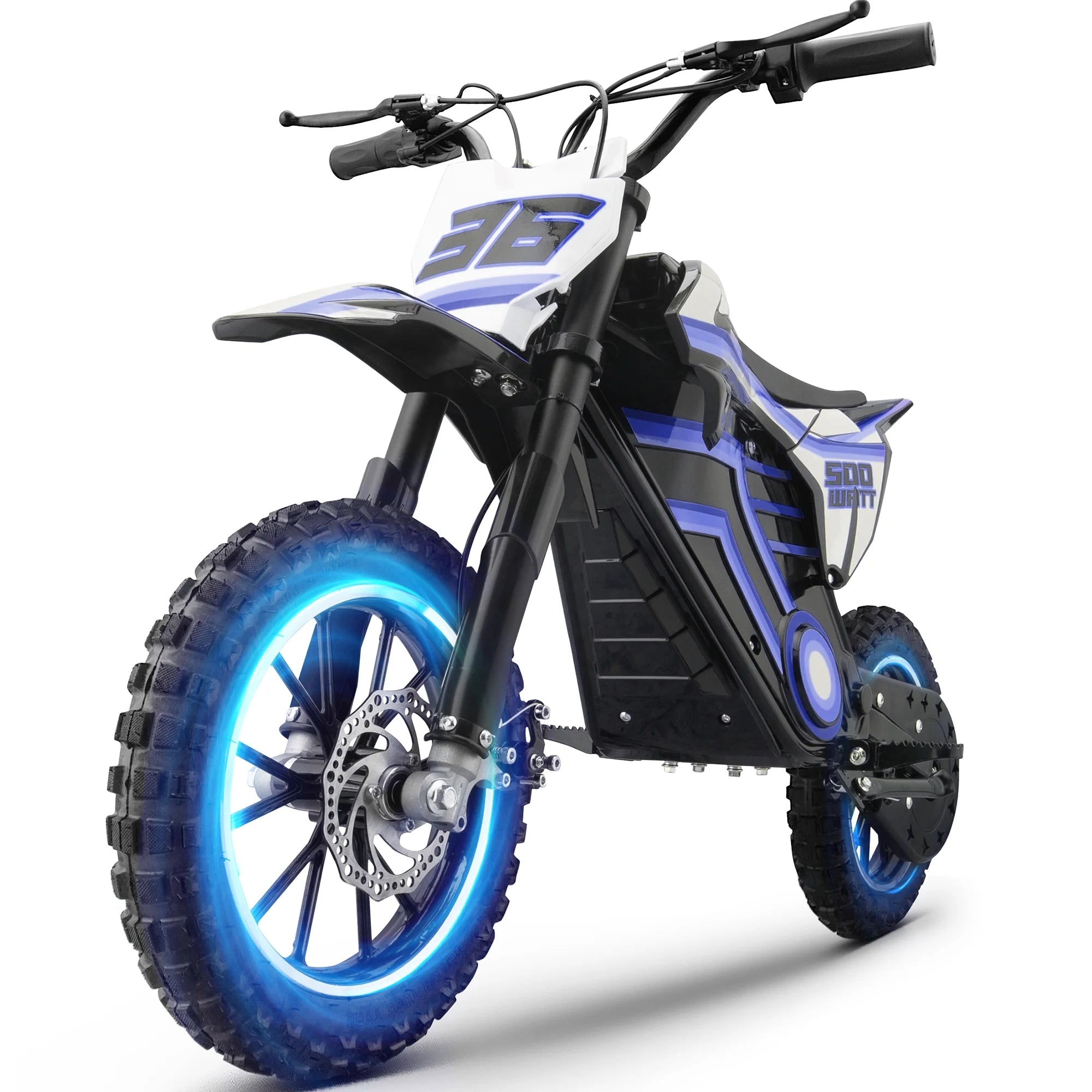 QEASET electric dirt bike, 500W kids dirt bike for Boys Girls Age 8-14, Blue