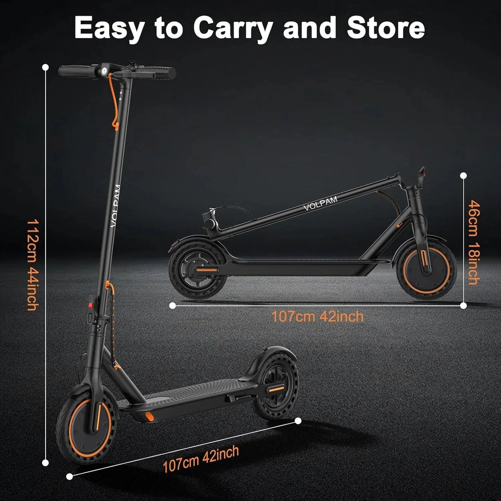 Electric scooter, 350W/500W powerful motor, 8.5"/10" solid rubber tires, 19/22 mph, 28/21/12 mile range, dual brakes