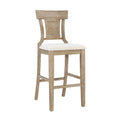 Linon Rylan 30" Bar Stool, Rustic Brown Finish with Beige Fabric