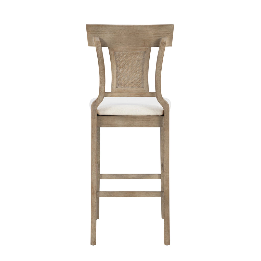 Linon Rylan 30" Bar Stool, Rustic Brown Finish with Beige Fabric