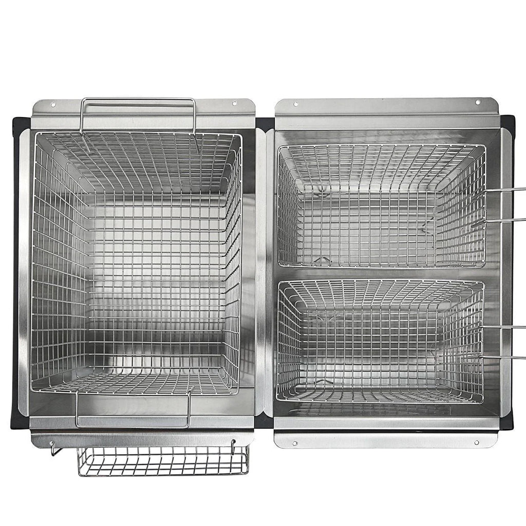 Barton High-Pressure Deep Fryer Triple Basket Dual Burner Stainless Steel Cooker Fryer Black