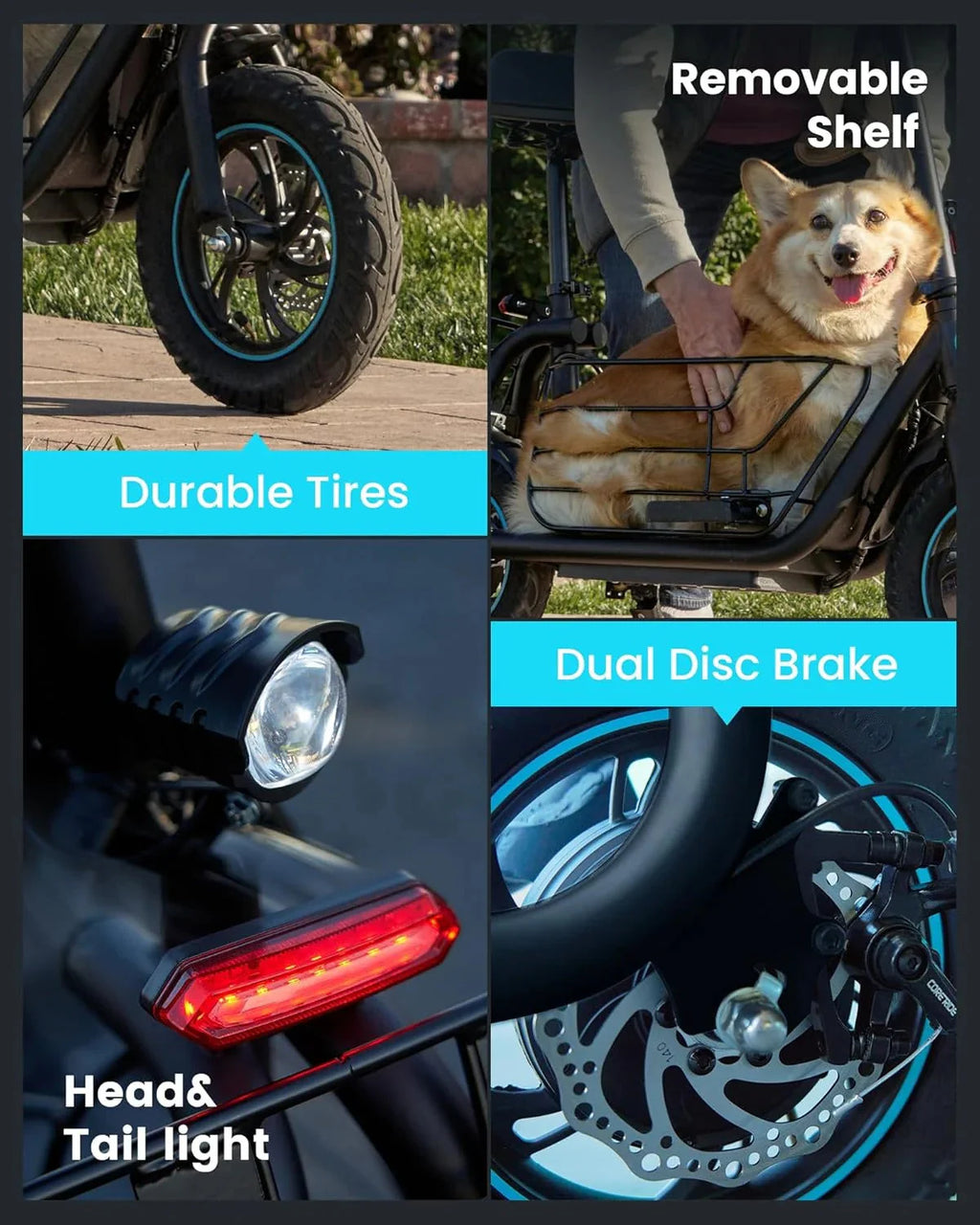 Electric scooter for adults with large center basket