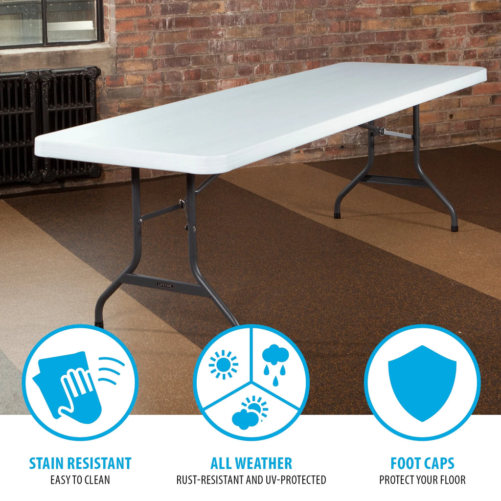 Lifetime 8-Foot Commercial Grade Folding Table, White Granite (22980)