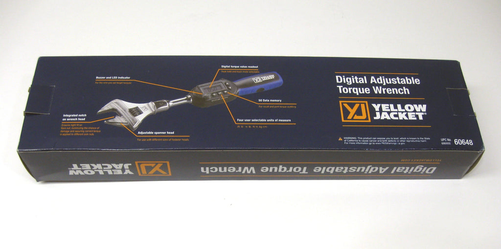 Yellow Jacket 60648 Digital Adjustable Torque Wrench 752 in-lb Torque 10.6 in