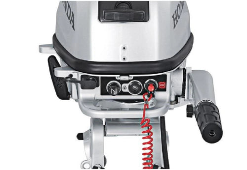 5 HP outboard motor with tiller, 20-inch shaft