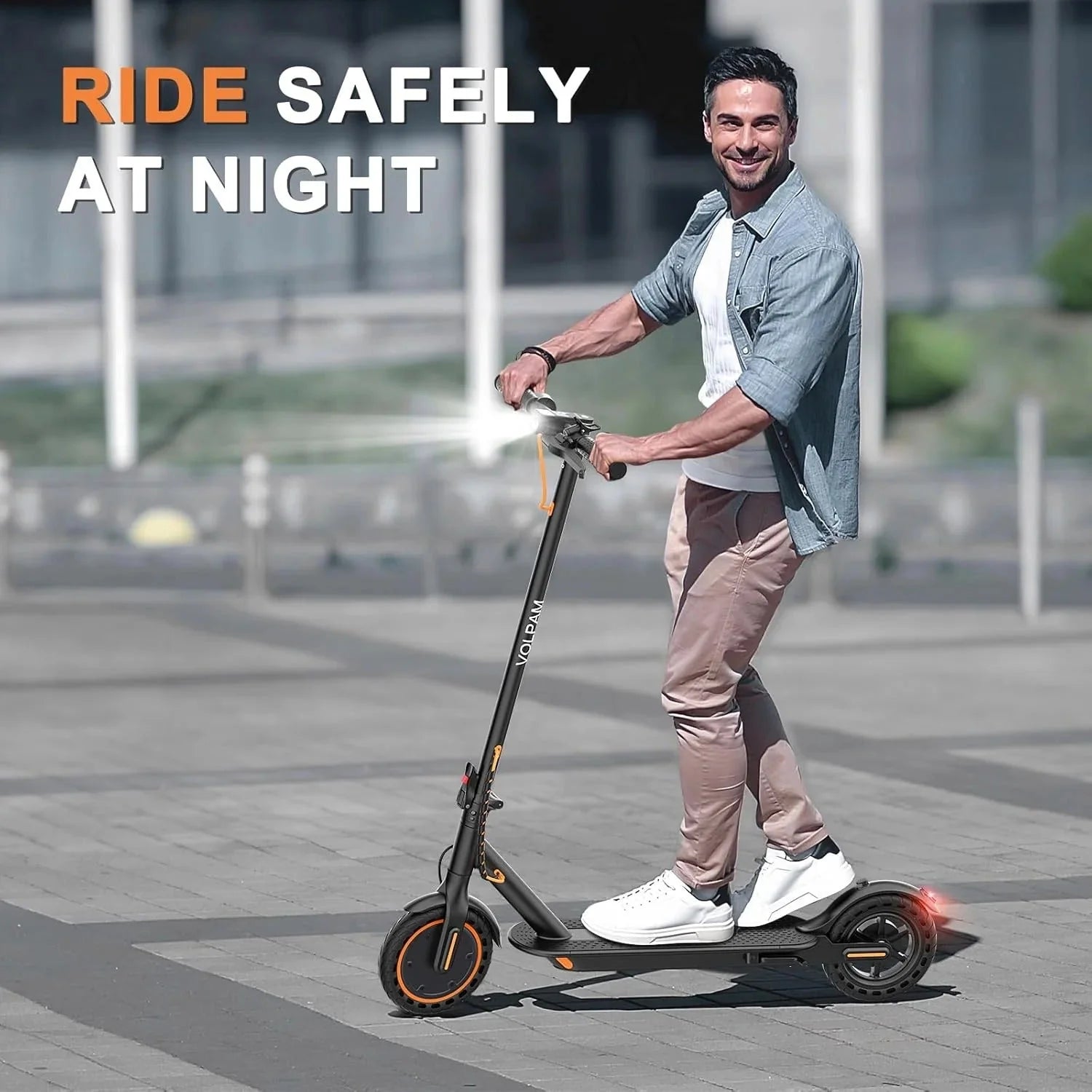 Electric scooter, 350W/500W powerful motor, 8.5"/10" solid rubber tires, 19/22 mph, 28/21/12 mile range, dual brakes