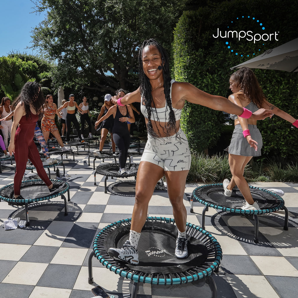 JumpSport 350 Pro Fitness 39" Cardio Workout Indoor Trampoline, Teal/Black