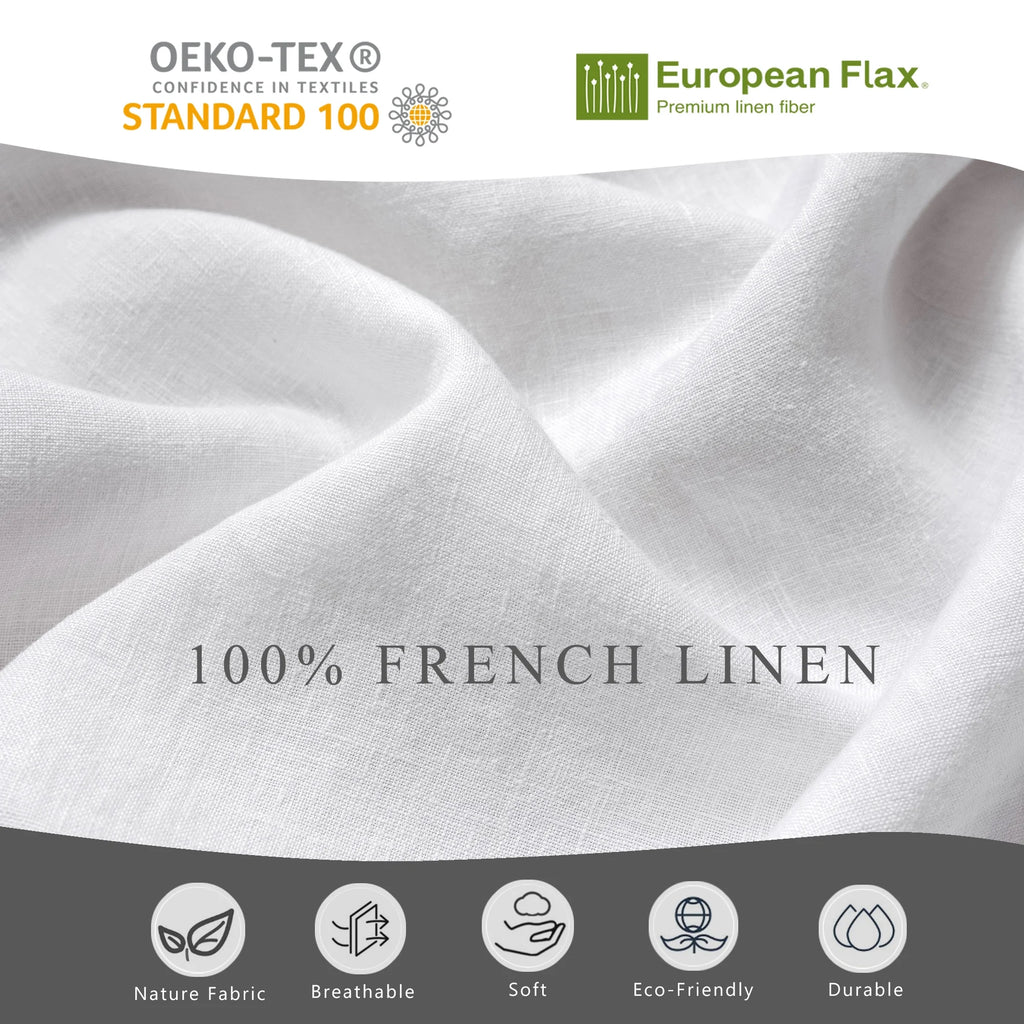100% Pure Linen Duvet Cover with Button Closure and Corner Ties Soft & Breathable - Natural Full/Queen