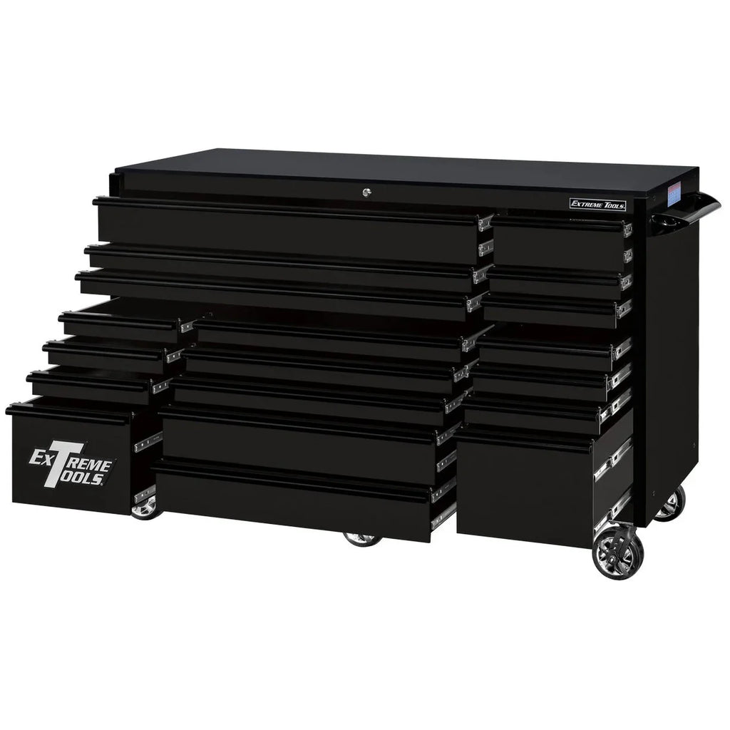 Extreme Tools RX250 Series 72-inch x 30-inch Rolling Cart – 19 Drawers – 250 lb Drawer Slides
