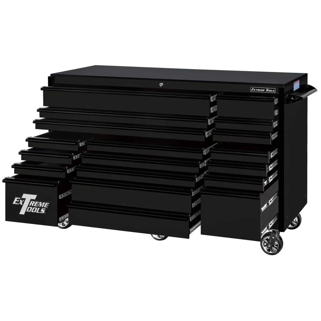Extreme Tools RX250 Series 72-inch x 30-inch Rolling Cart – 19 Drawers – 250 lb Drawer Slides