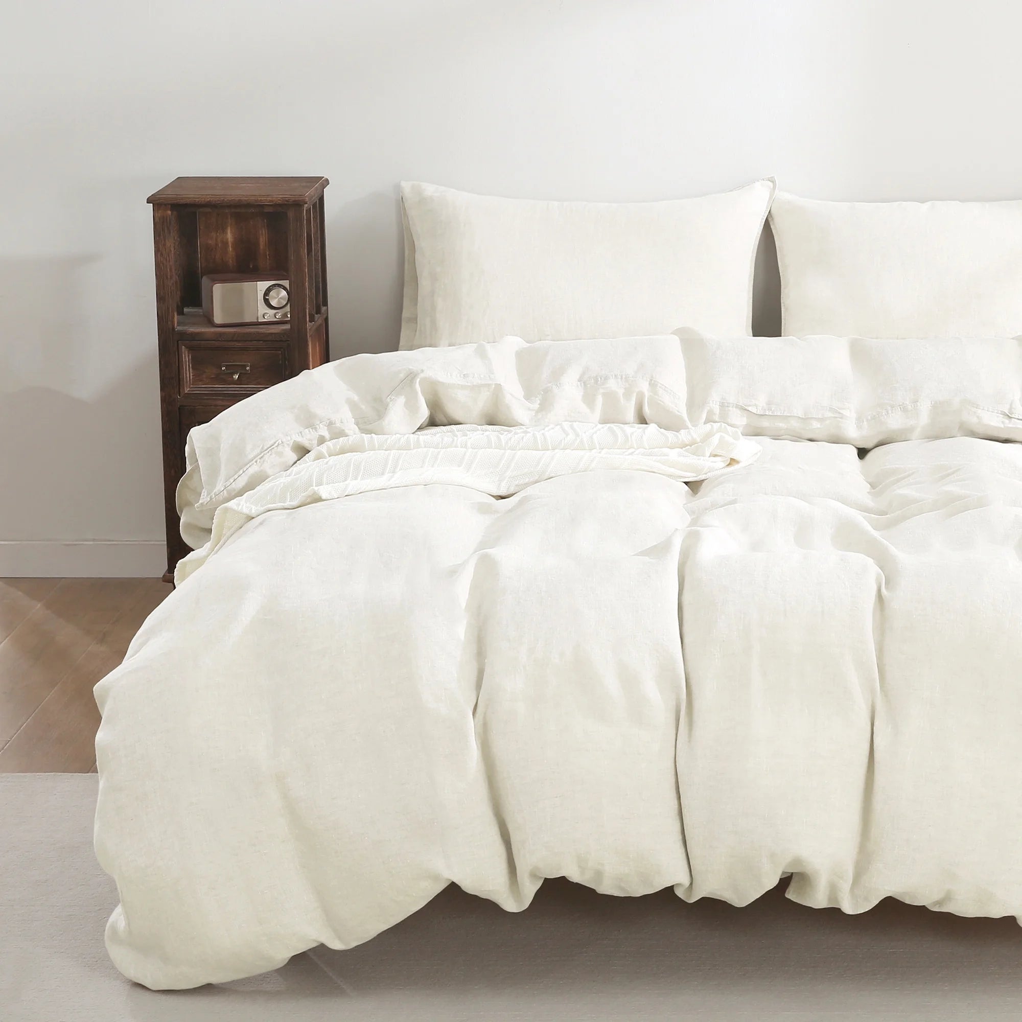 100% Pure Linen Duvet Cover with Button Closure and Corner Ties Soft & Breathable - Natural Full/Queen
