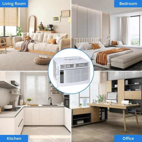 Window air conditioner with reusable filter and controls, 6000 BTU, 115 V~, suitable for rooms up to 250 square feet
