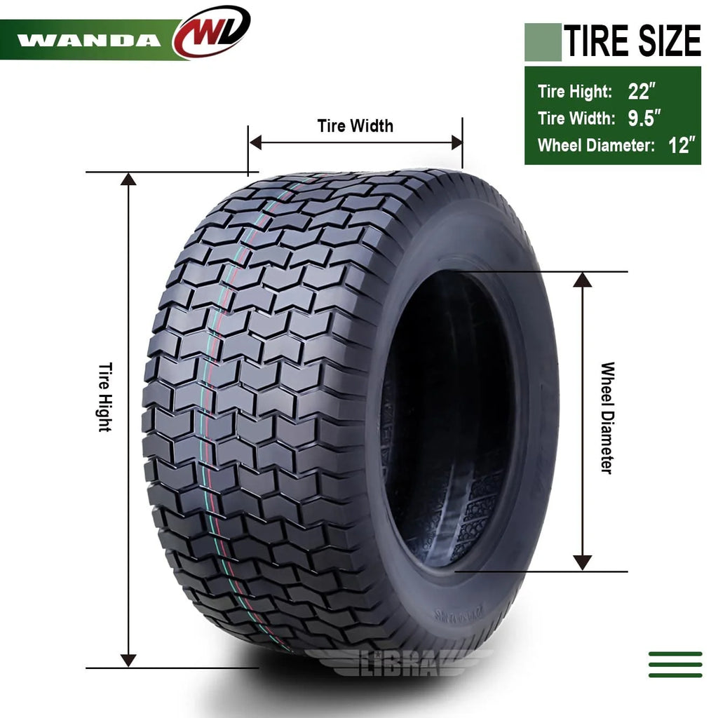WANDA 22X9.5-12 Lawn Mower Tractor Cart Turf Tire 4 Ply 22x9.5x12-13135