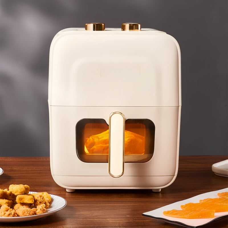 6L Retro Mechanical Air Fryer – 1400W, Oil-Free, Viewing Window